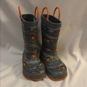 Western Chief Gray Monster Truck Rain Boots with Orange Handles